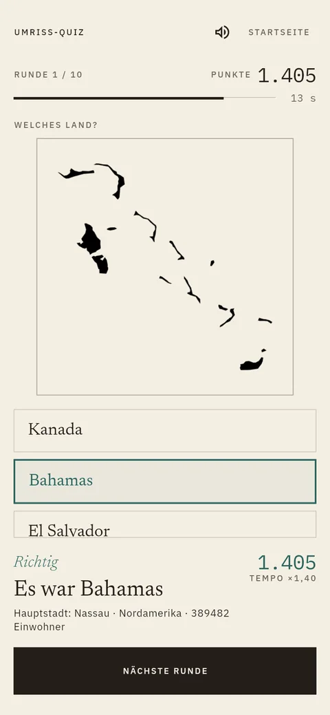 Screenshot von Umriss-Quiz in All 195