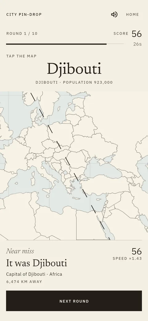 Screenshot of City Pin-Drop in All 195